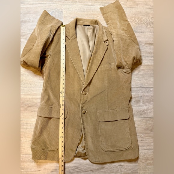 Vintage MANSARD Tan Corduroy Blazer – Made in Japan Elbow Patches Jacket Size L - Picture 11 of 16